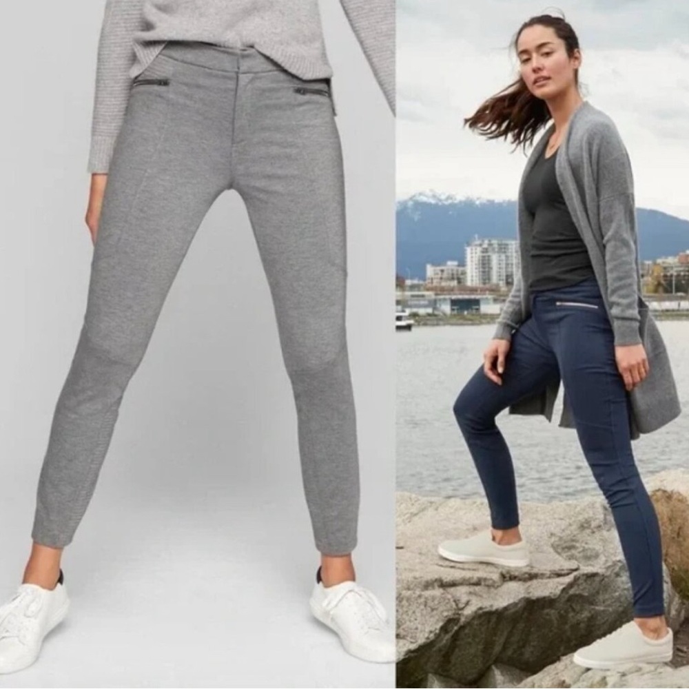 Athleta Gray Ponte Moto 2.0 Skinny Pants